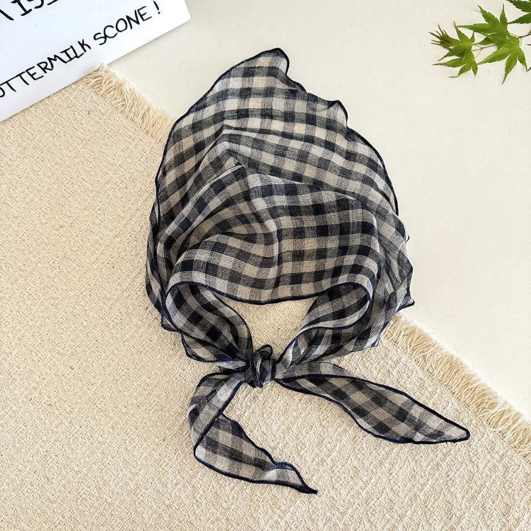 Gingham Check Triangle Scarf