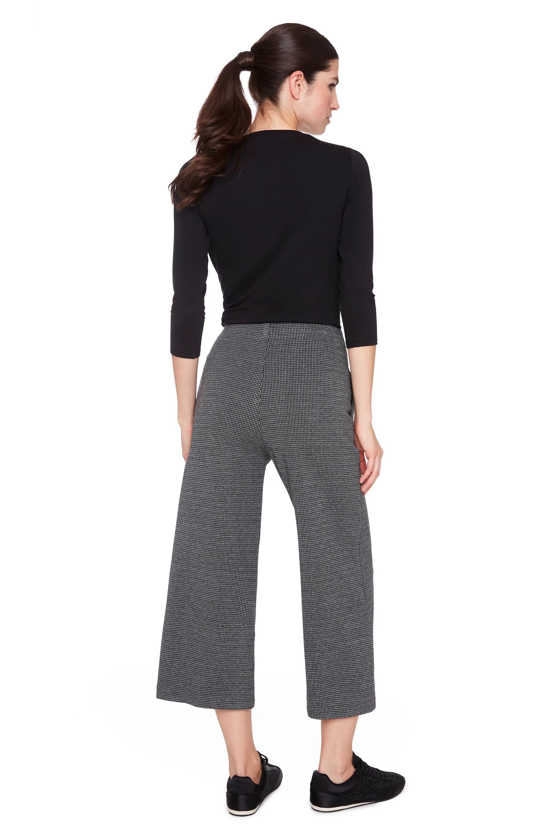 Check Knit Cropped Gaucho Pant