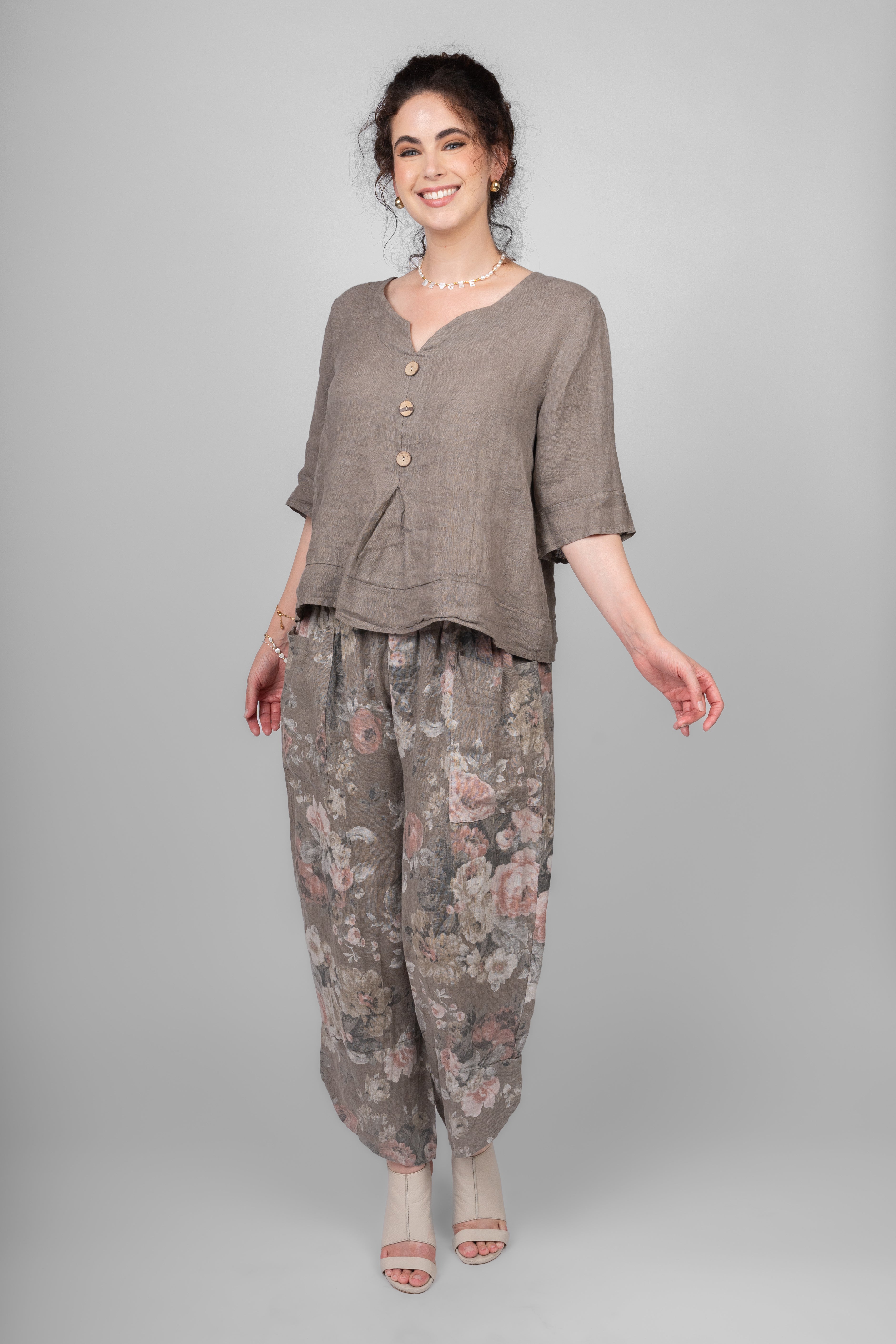Linen Button Top