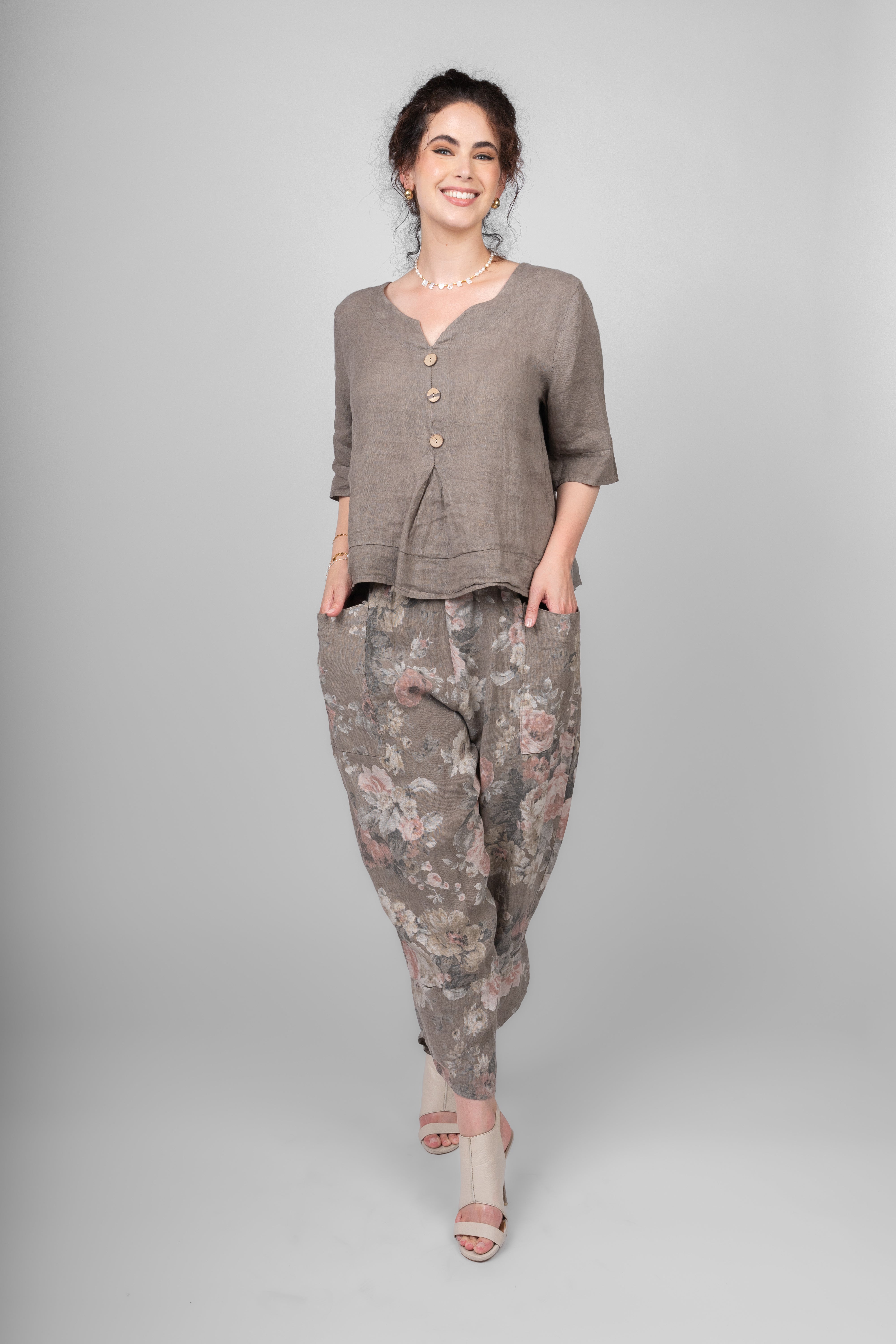 Linen Button Top