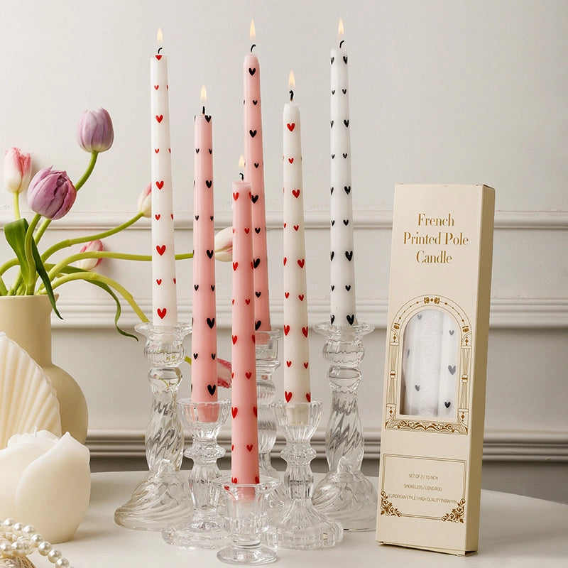 French Printed Heart Candles