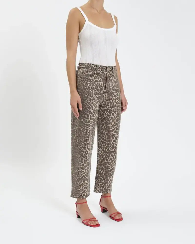 Leopard Westward Barrel Leg Jean