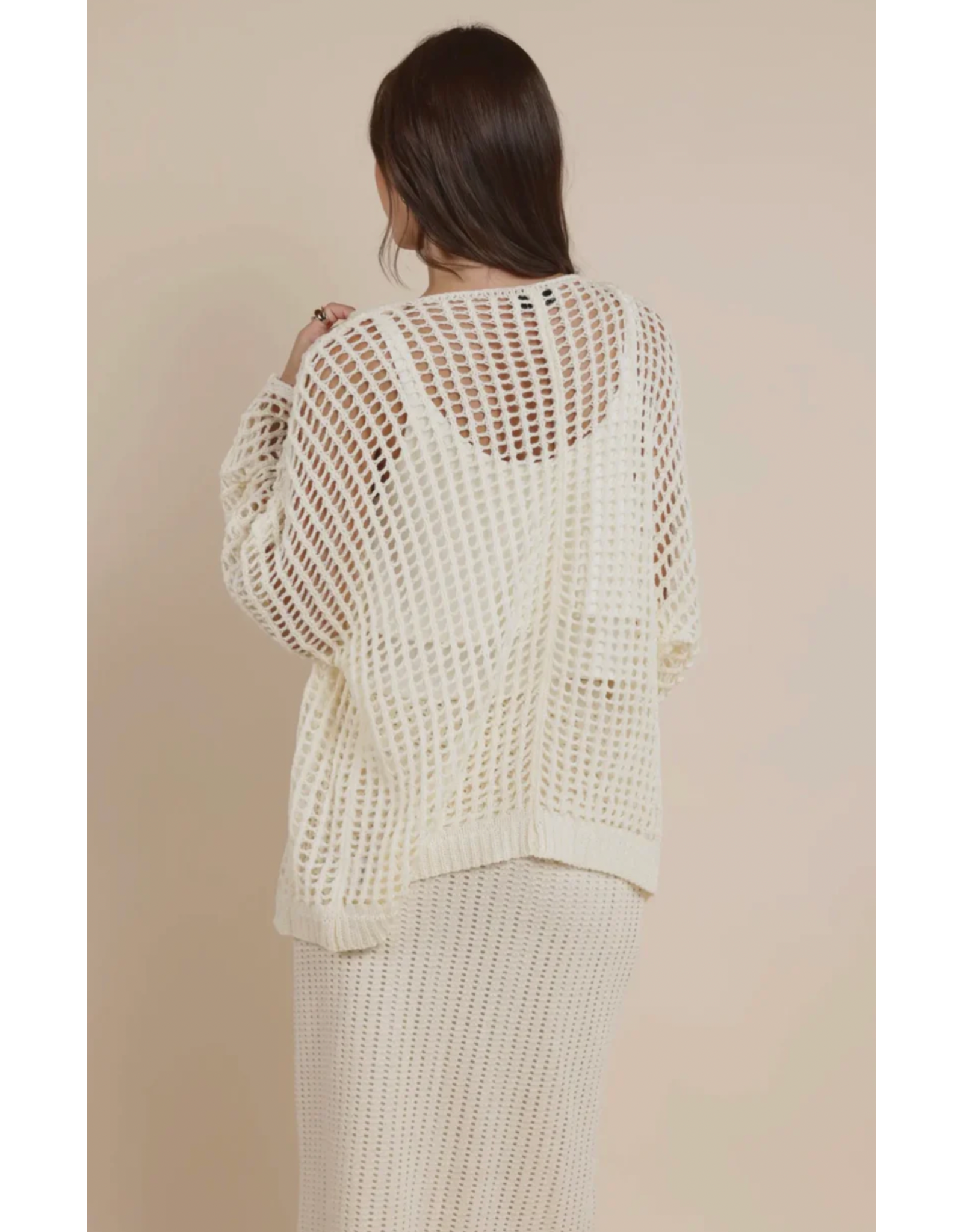 Peach Fuzz Open Knit Cardi