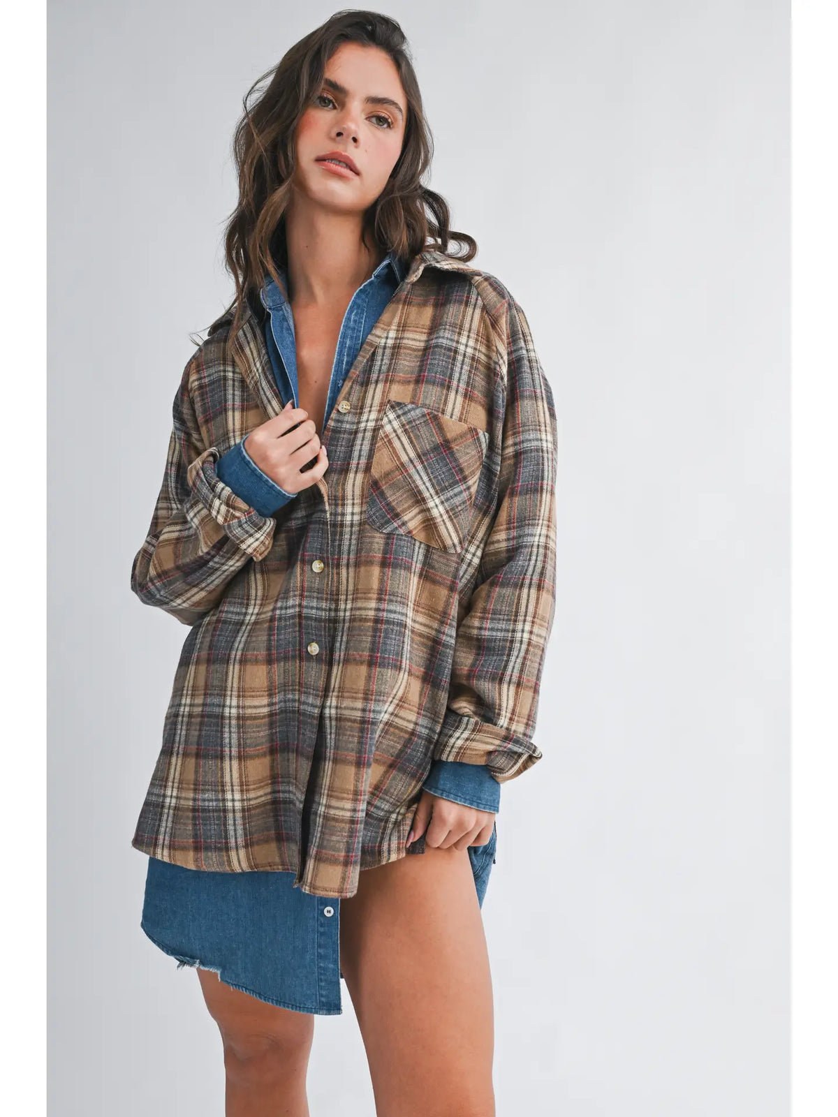 Oversized Plaid Button Down Shirt
