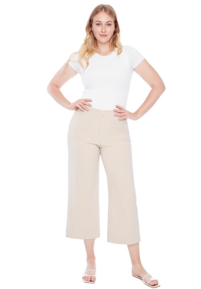 elizabeth solid amalfi wide leg cropped pant