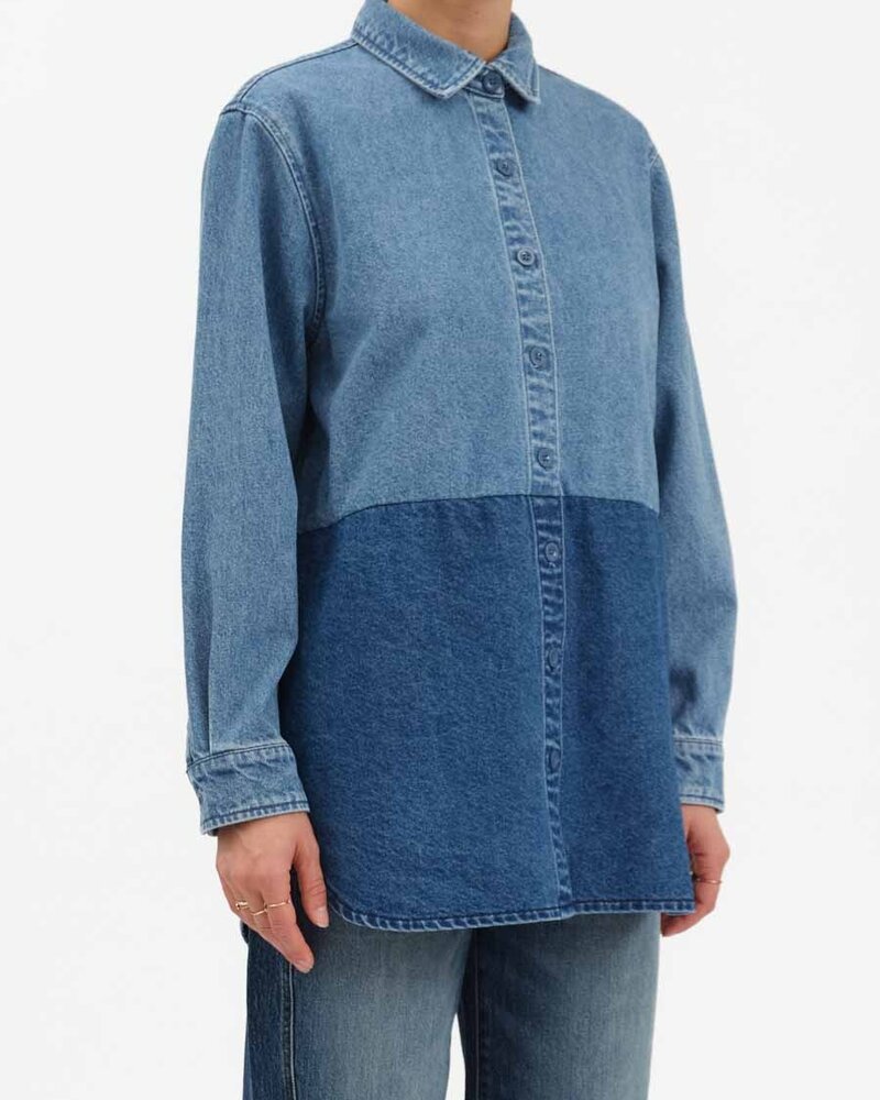 Double Time Long Sleeve Two Tone Shirt