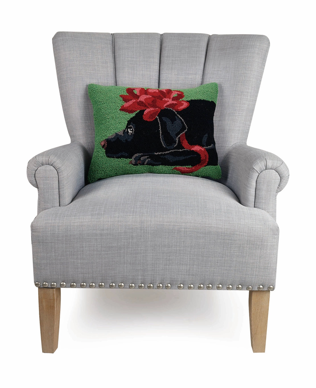 Black Lab Bow Hook Pillow