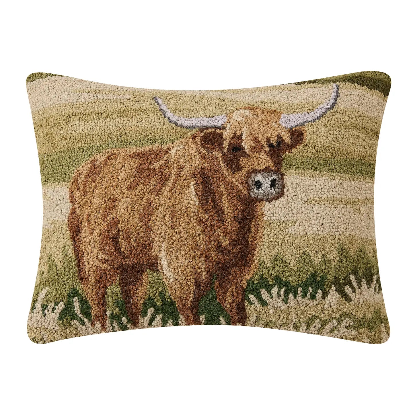 Highland Cattle Hooked Pillow
