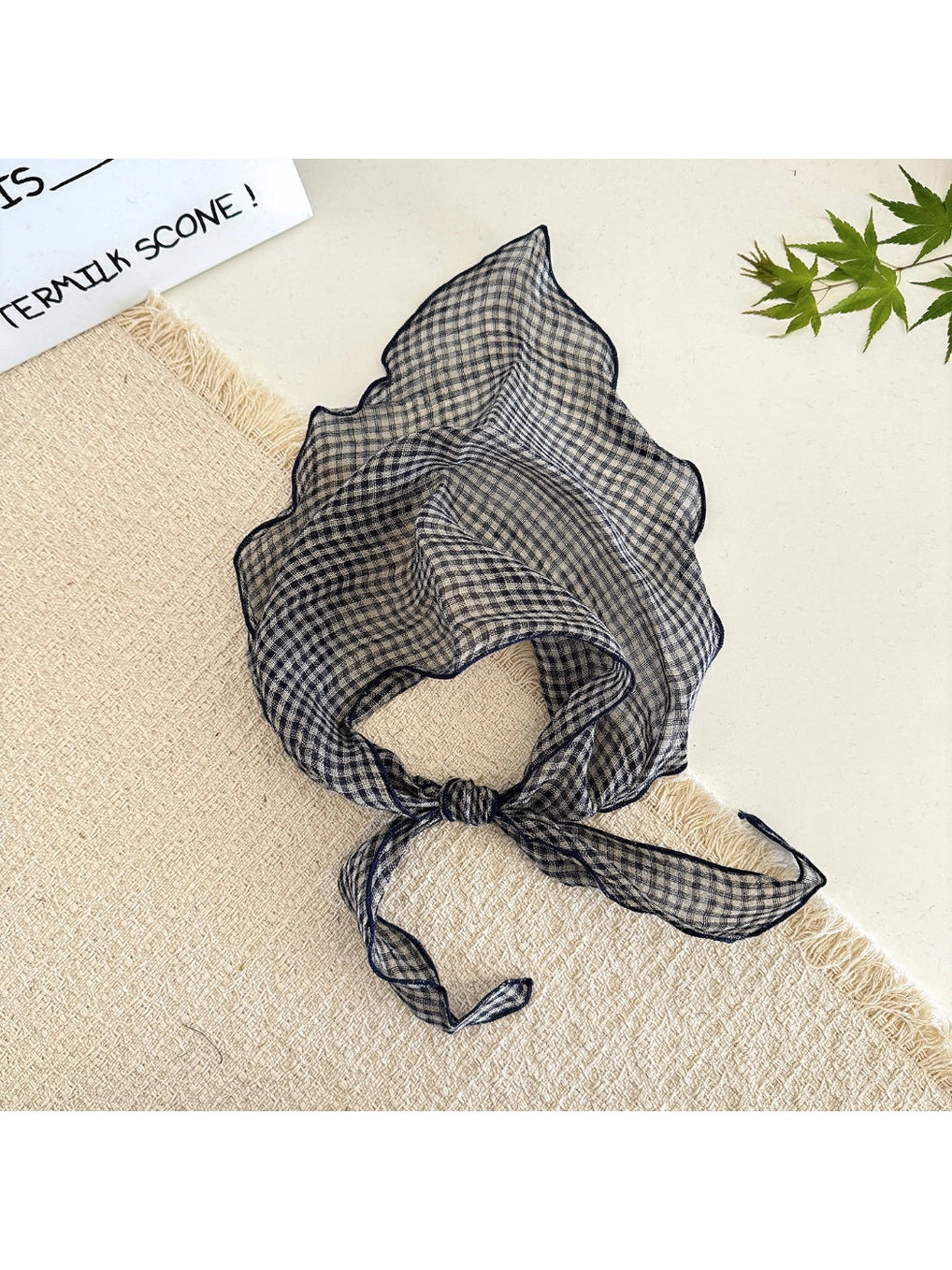 Gingham Small Check Triangle Scarf
