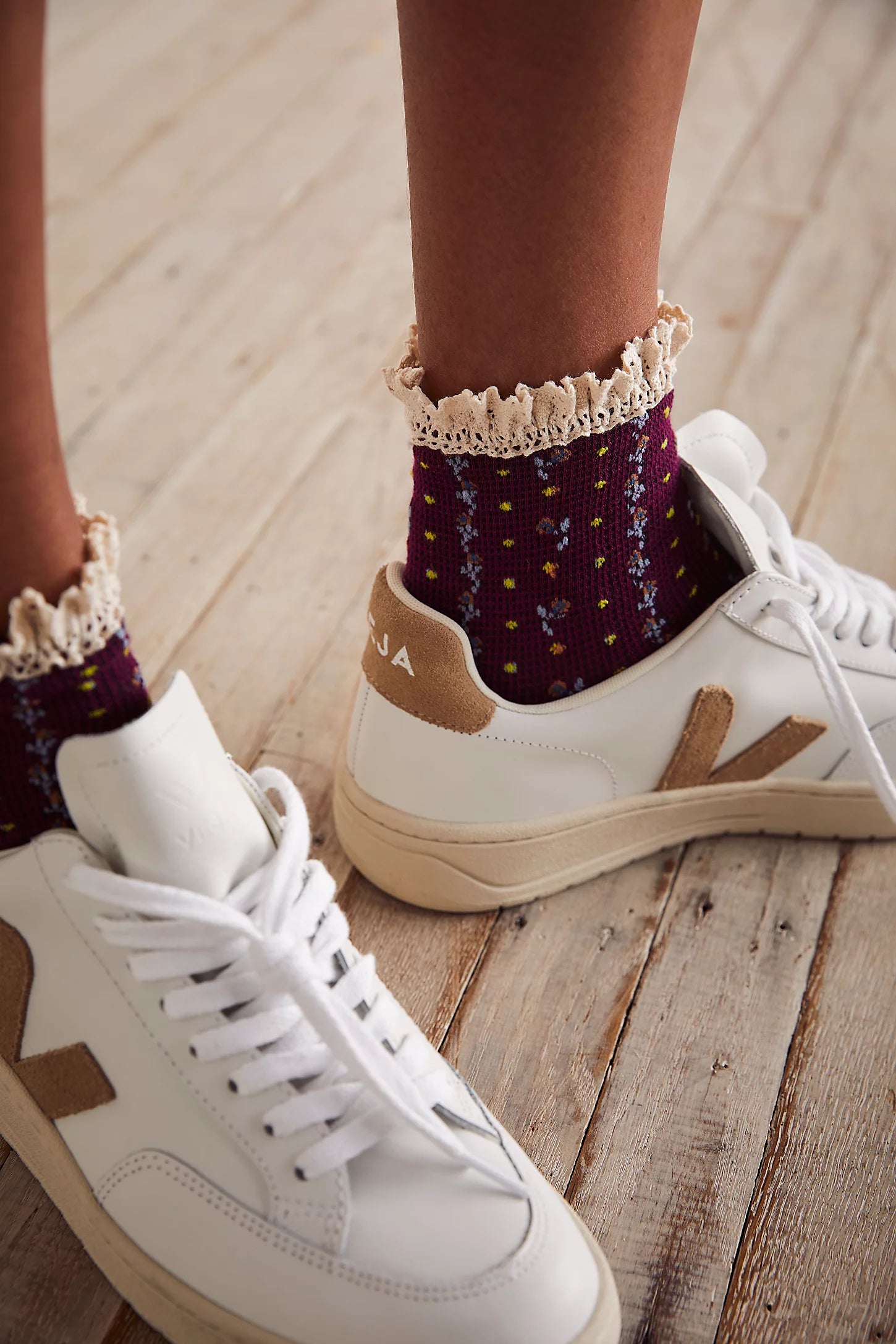 Free People Rosebud Waffle Knit Ankle Socks