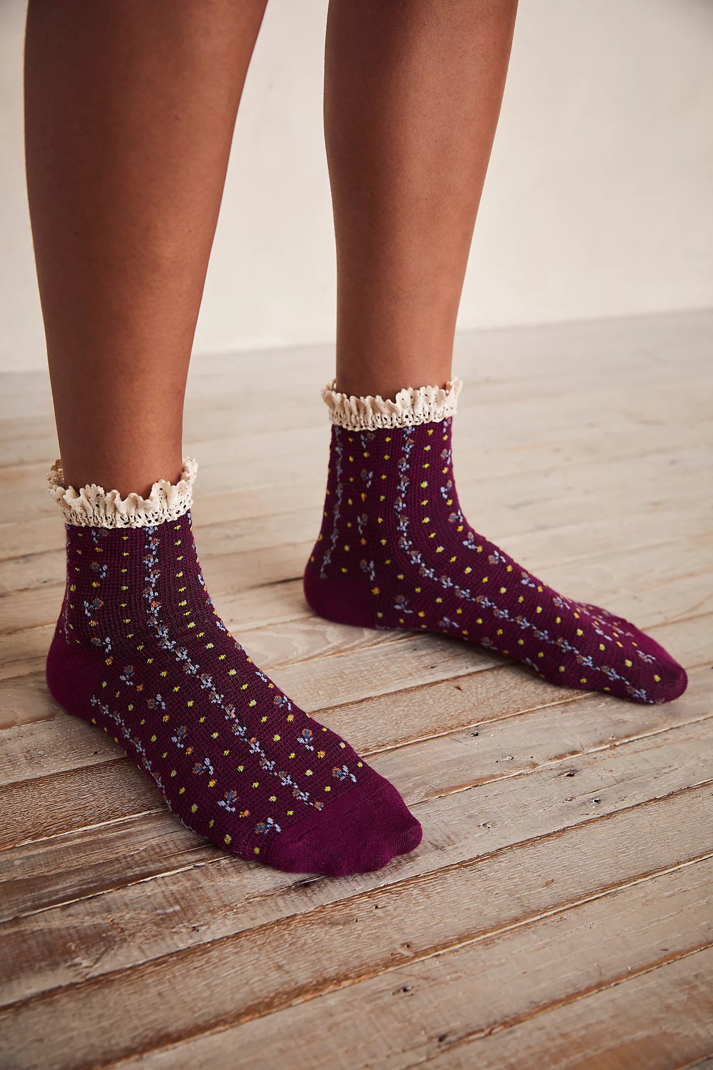 Free People Rosebud Waffle Knit Ankle Socks