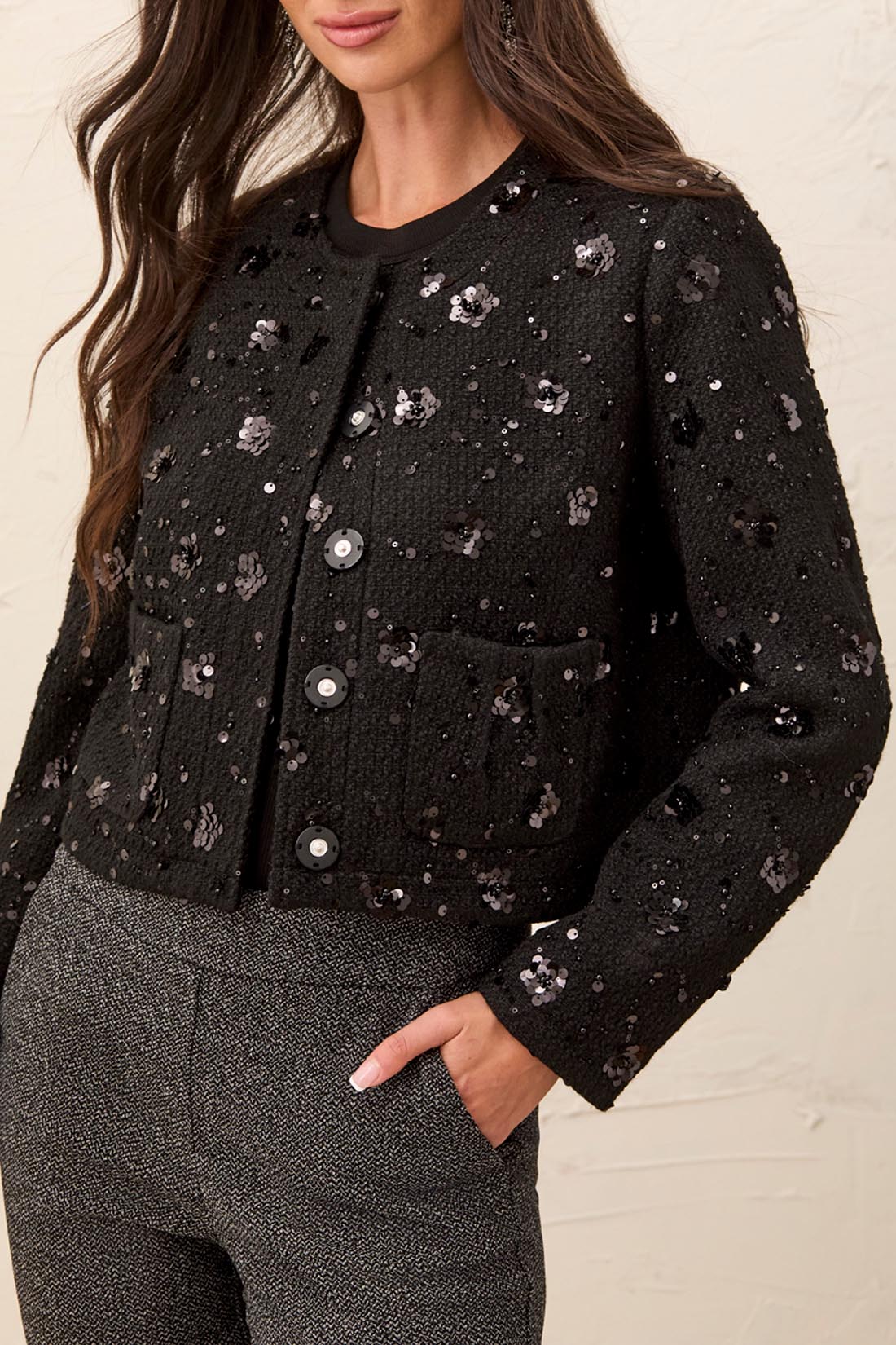 Fancy Embellished Tweed Jacket