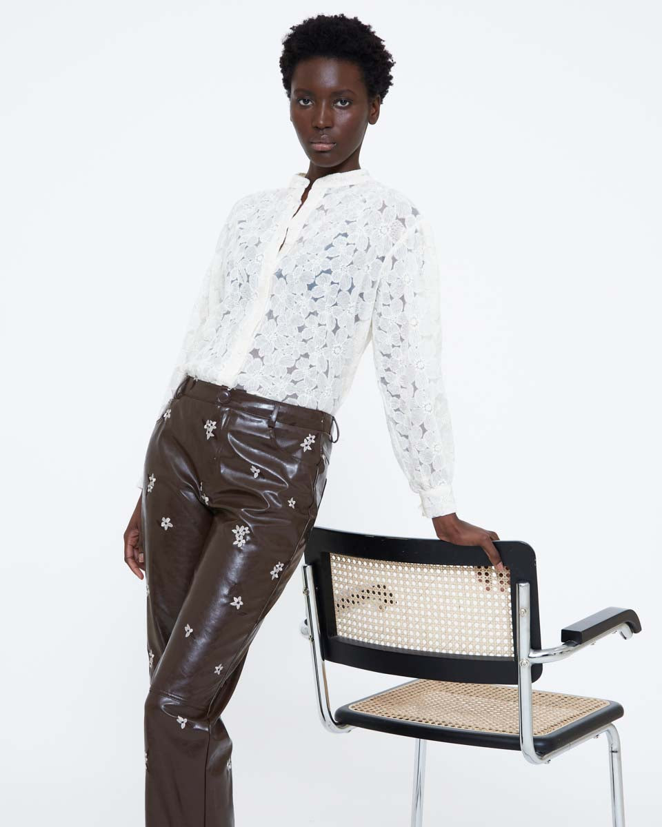 Daisy Lace Button Up Top