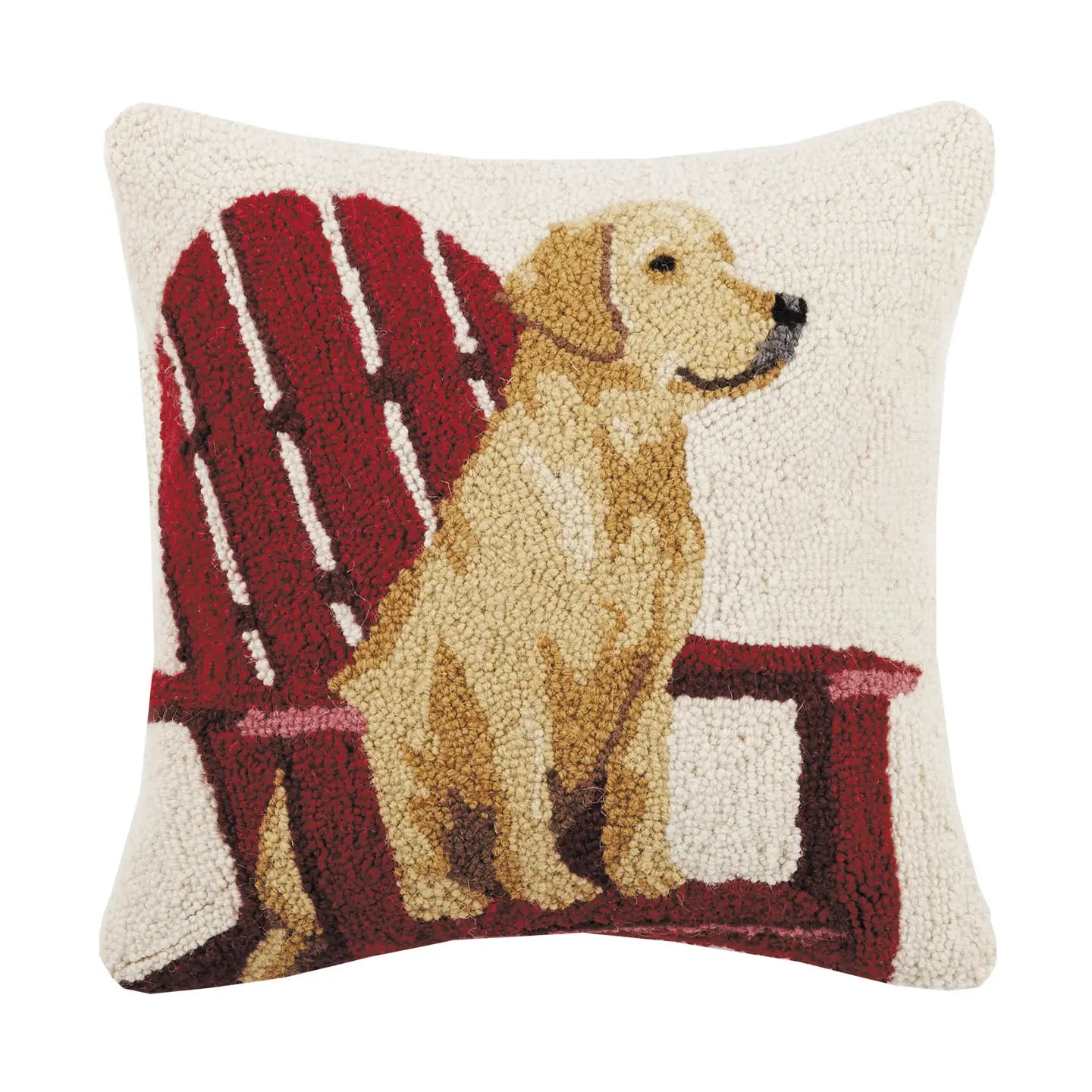 Retriever Dog w Adirondack Hooked Pillow
