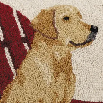 Retriever Dog w Adirondack Hooked Pillow