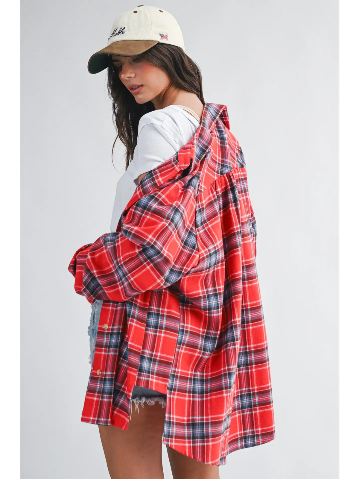 Oversized Plaid Button Down Shirt