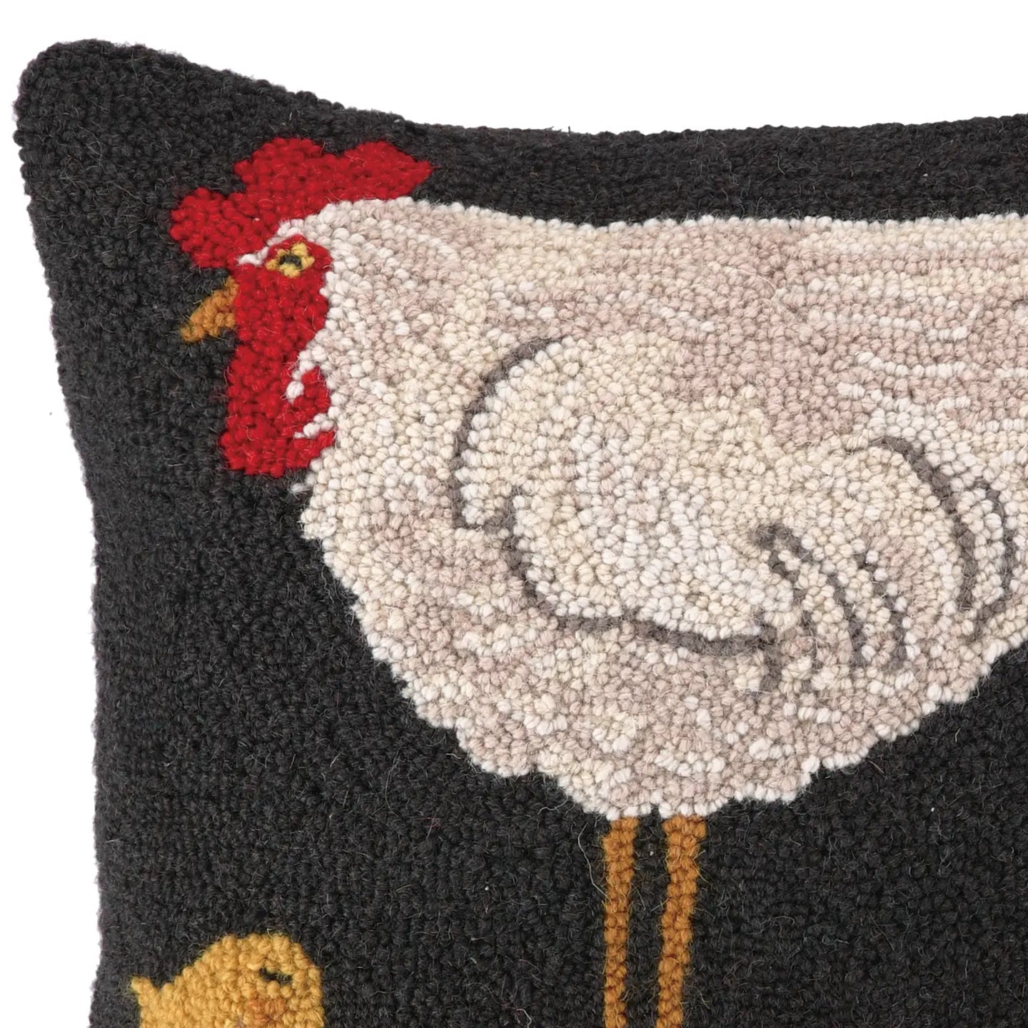 Hen & Chicks Hooked Pillow