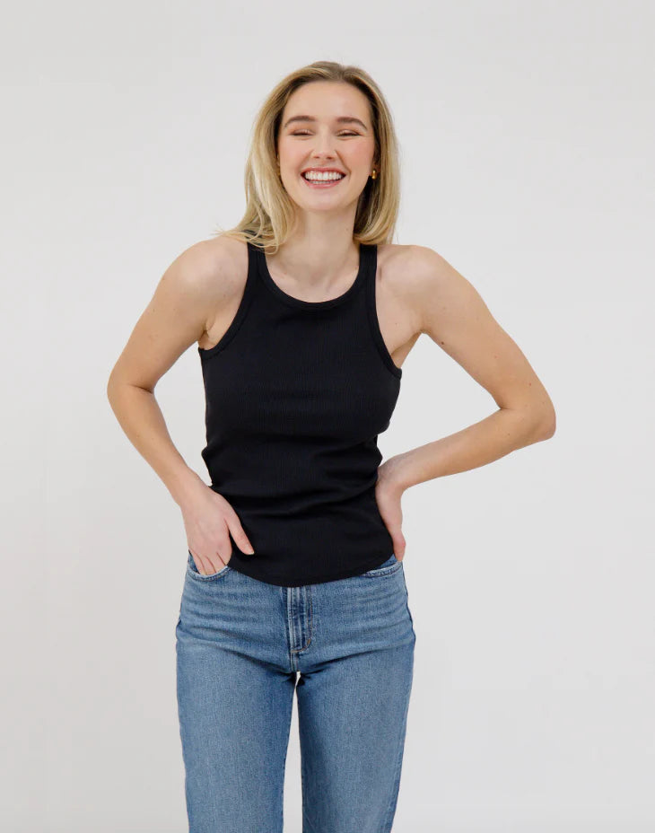 Ribbed Tank w Curved Hem