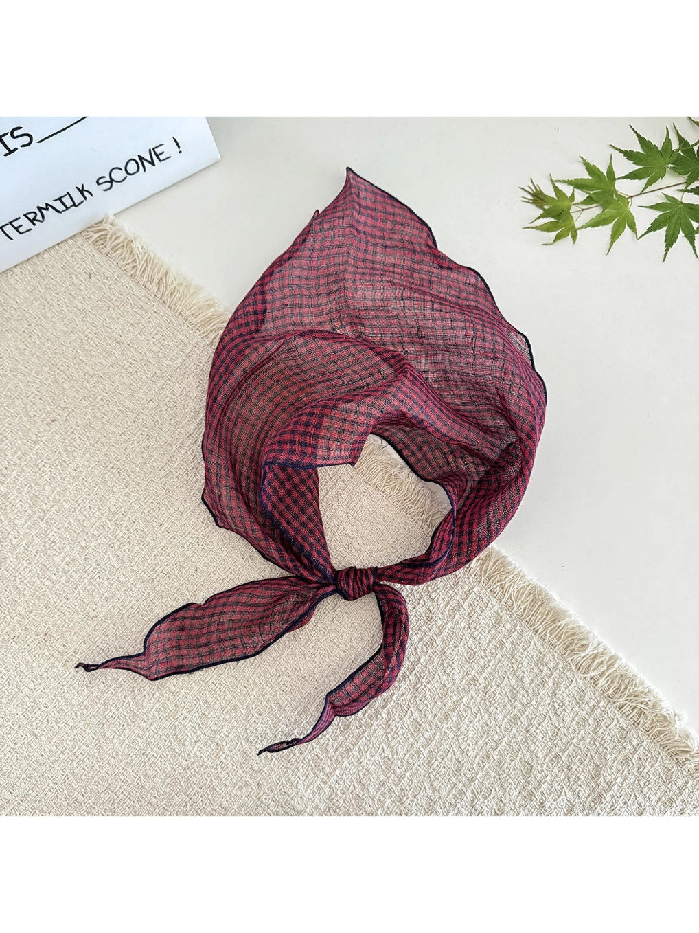 Gingham Small Check Triangle Scarf