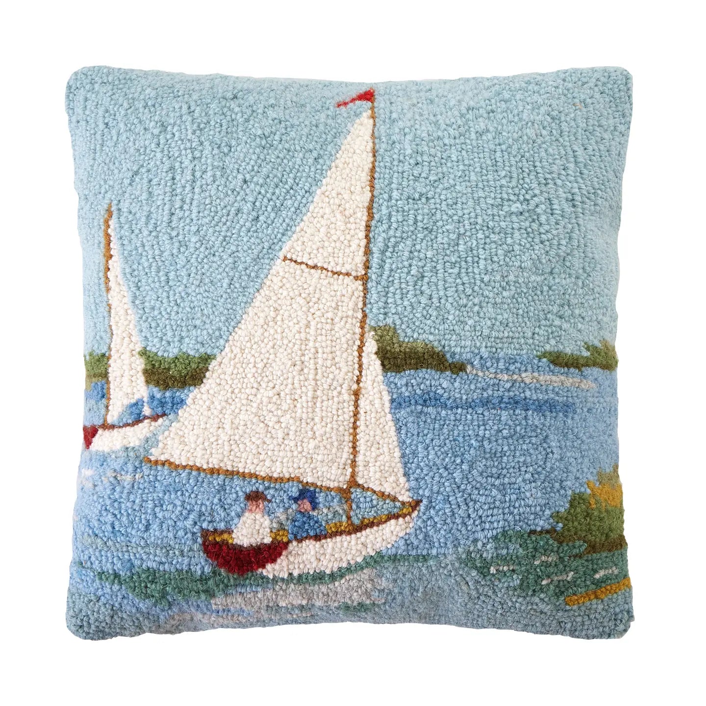 Sailboats Hooked Pillow