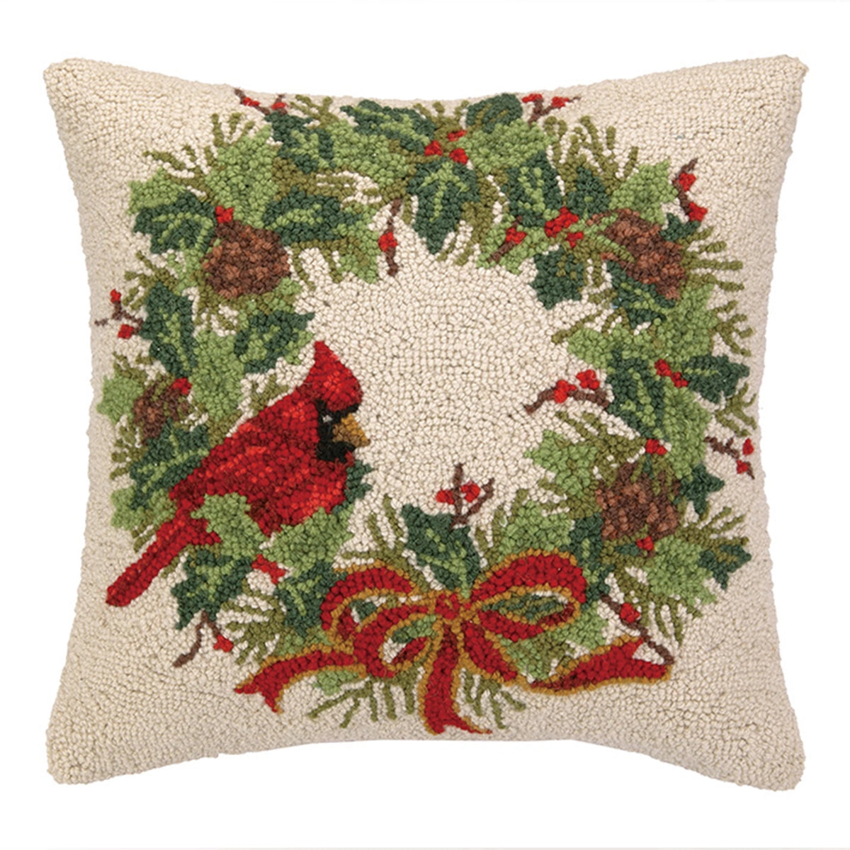 Cardinal Wreath Hook Pillow
