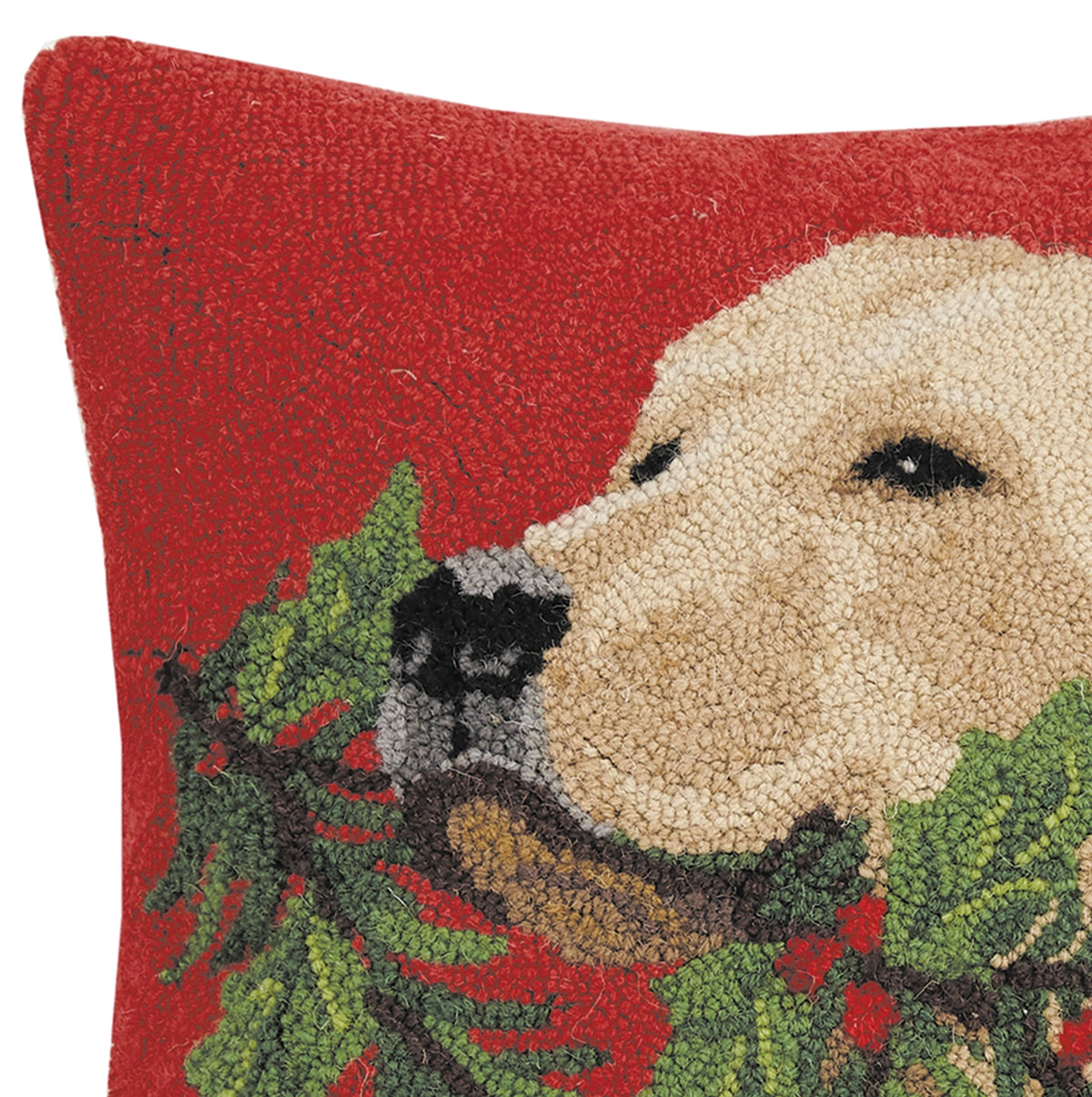 Golden Lab Dog with Holly Branch Hook Pillow