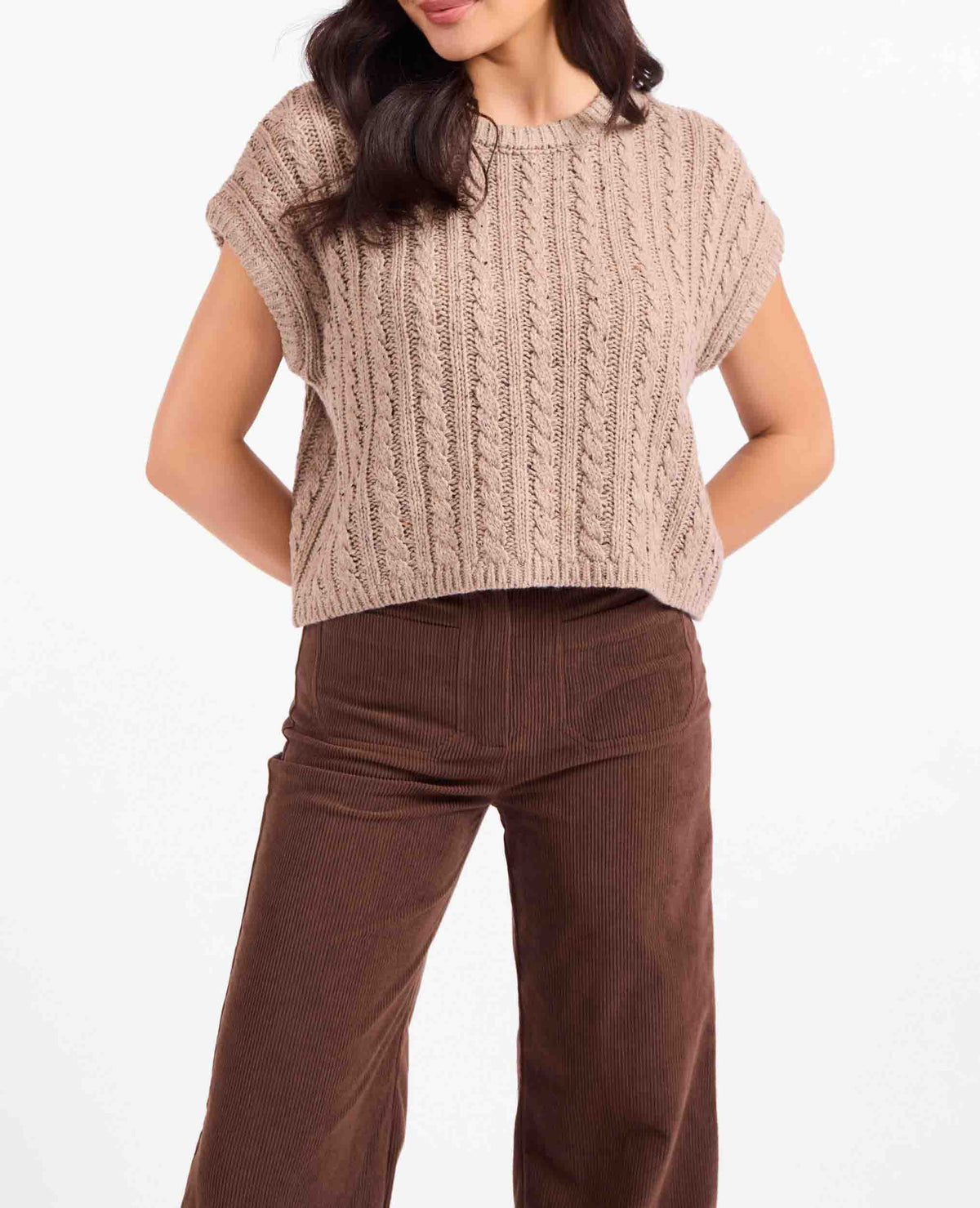 Effortless Cable Grybe Knit Sweater Tank