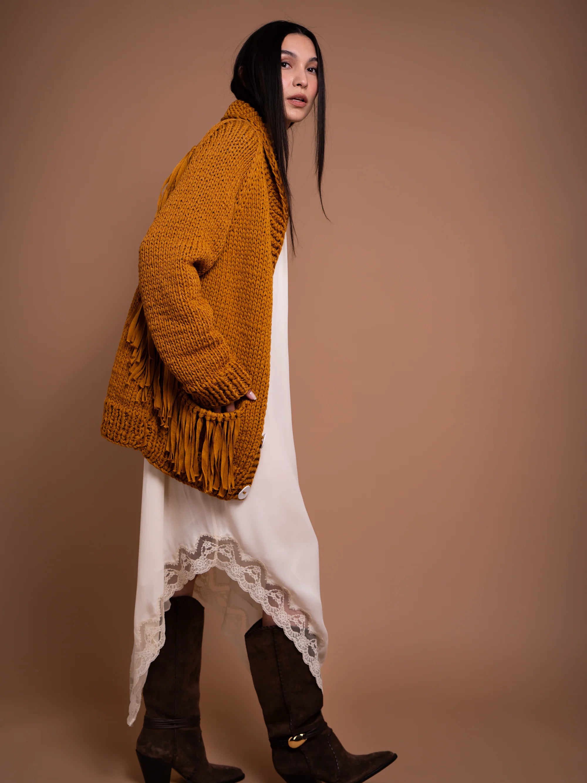 Cotton Fringe Cardi - Long