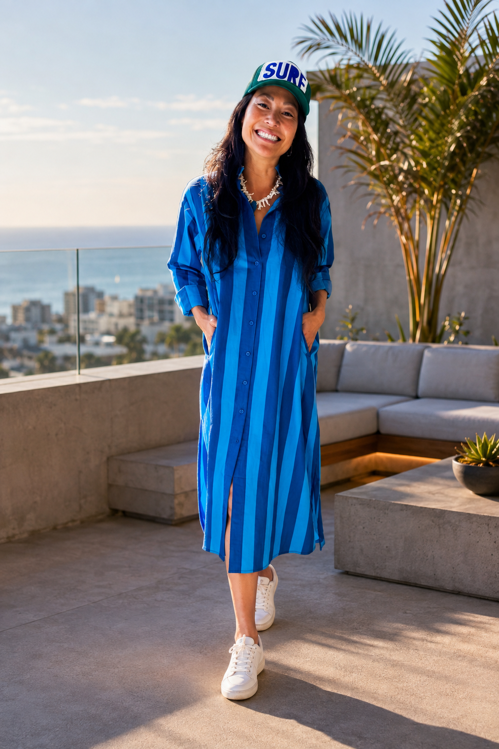 Surf Stripe Shirt Dress