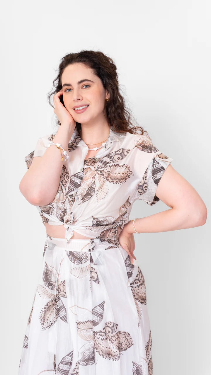 Brown Floral Button Shirt