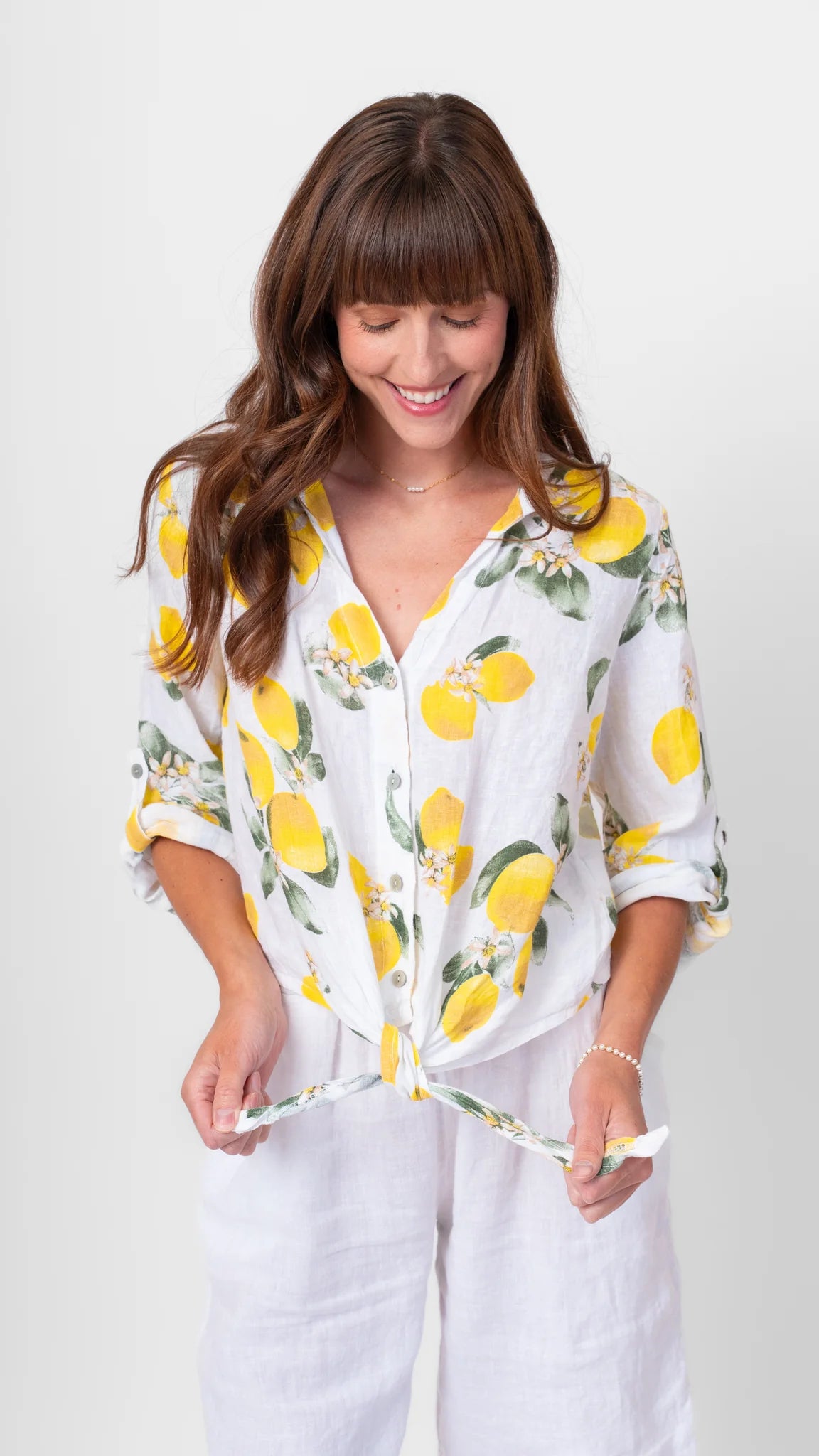 Lemon Linen Tie Top