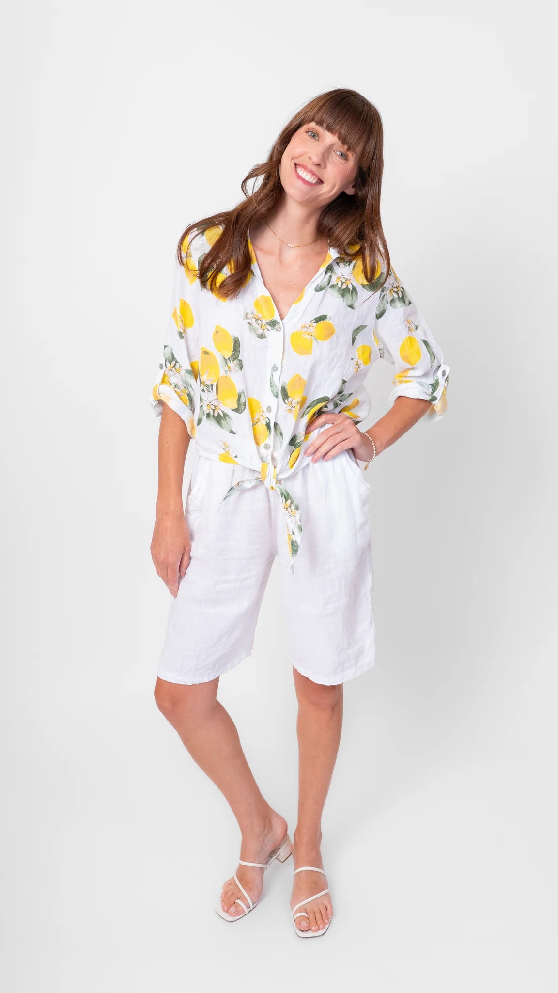 Lemon Linen Tie Top