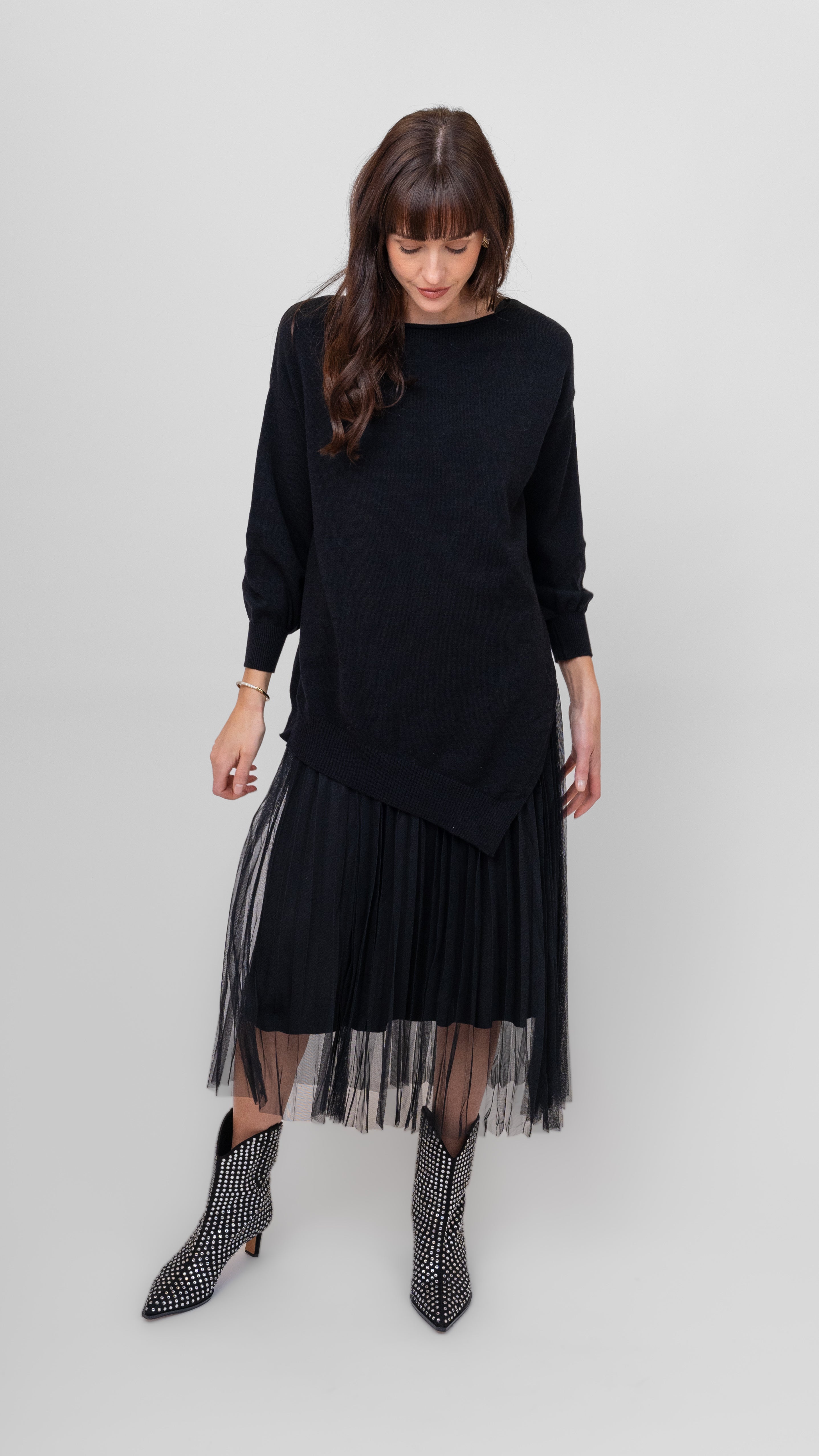 Asymmetrical Sweater Dress Combo