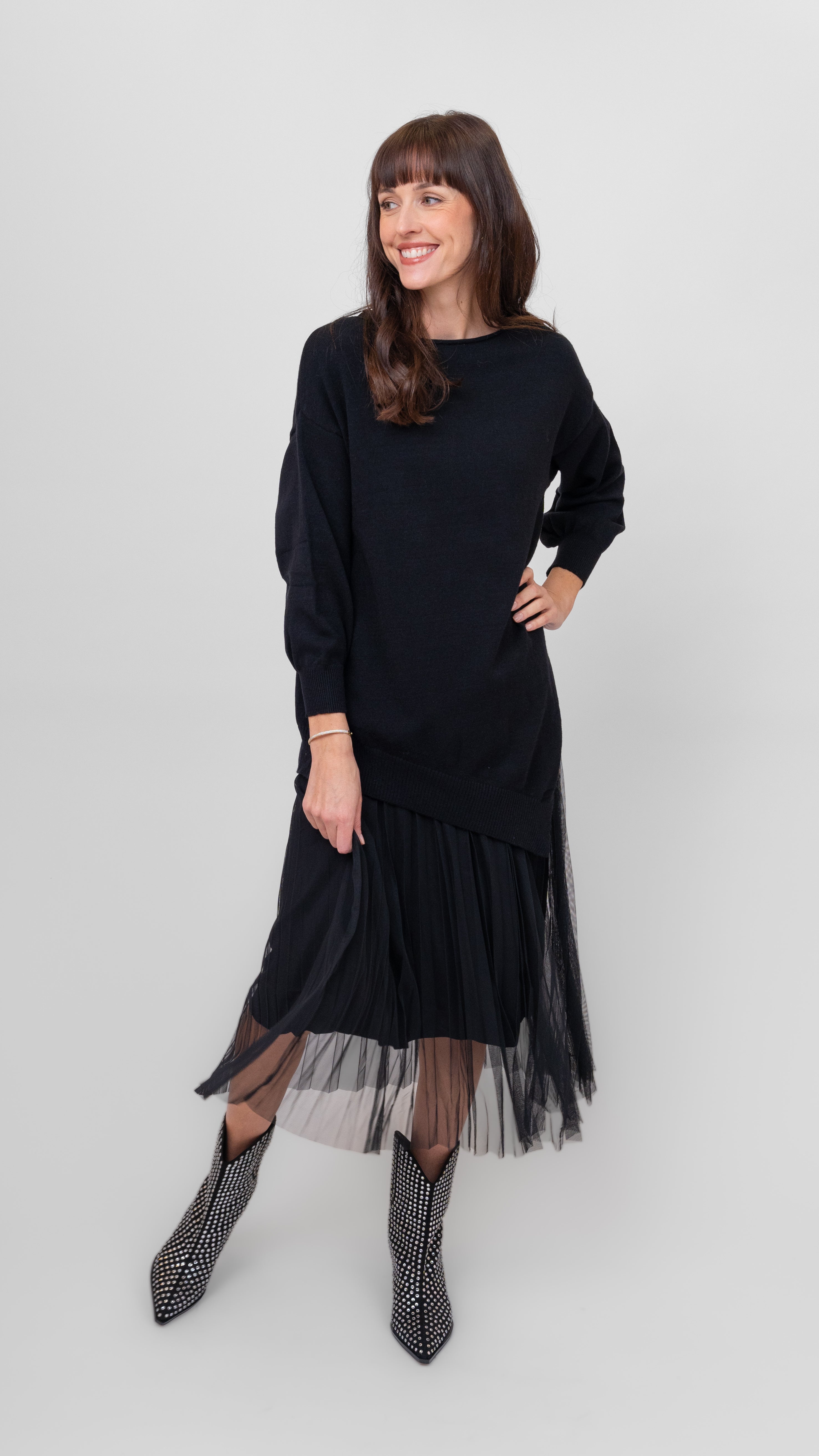 Asymmetrical Sweater Dress Combo