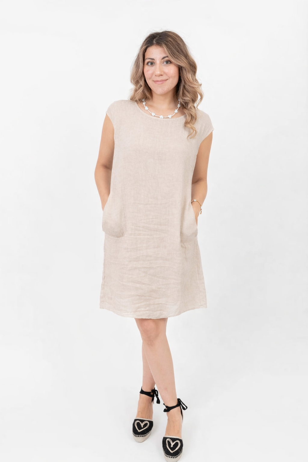 Solid Linen Shift Dress