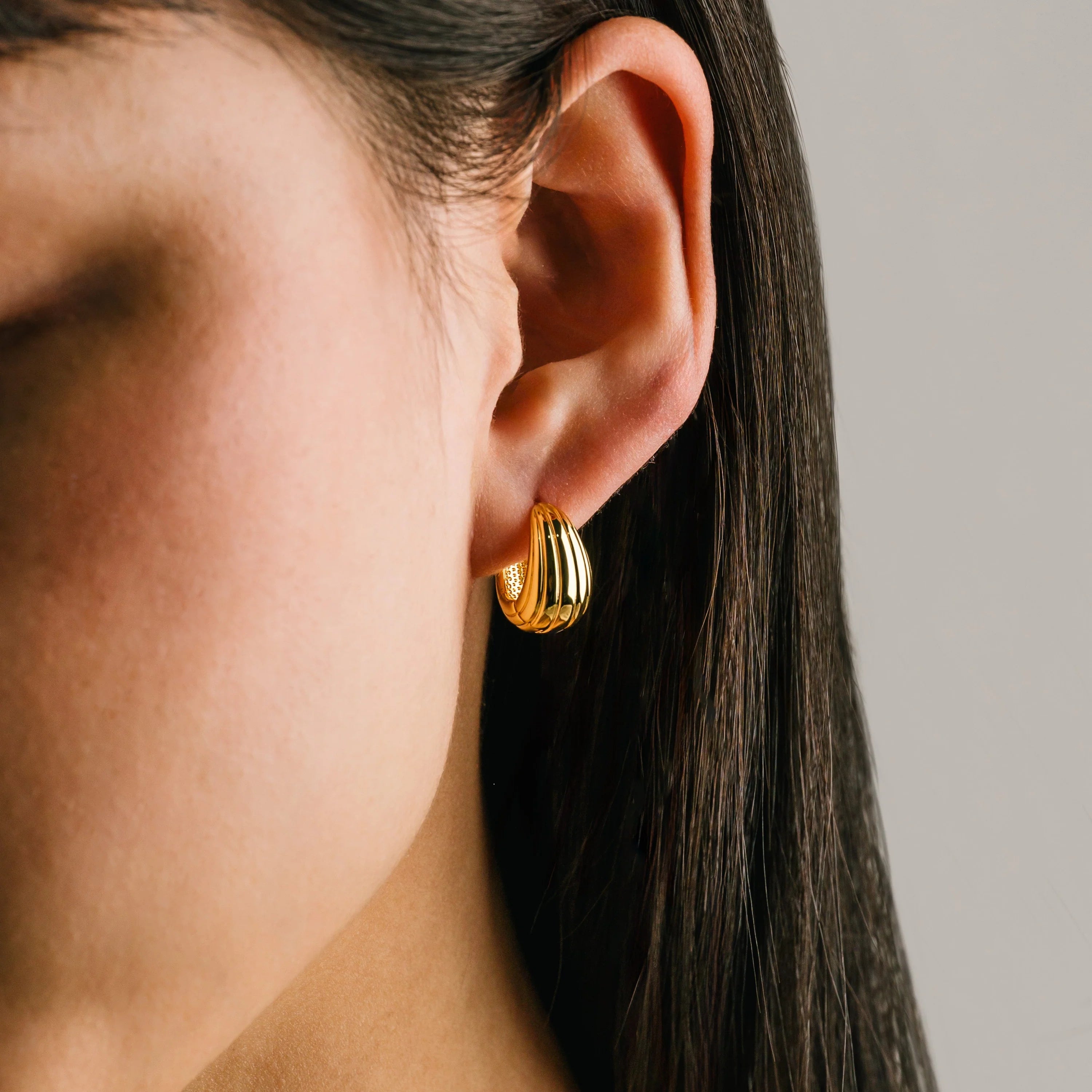 Groove Tear Drop Hoop Earring