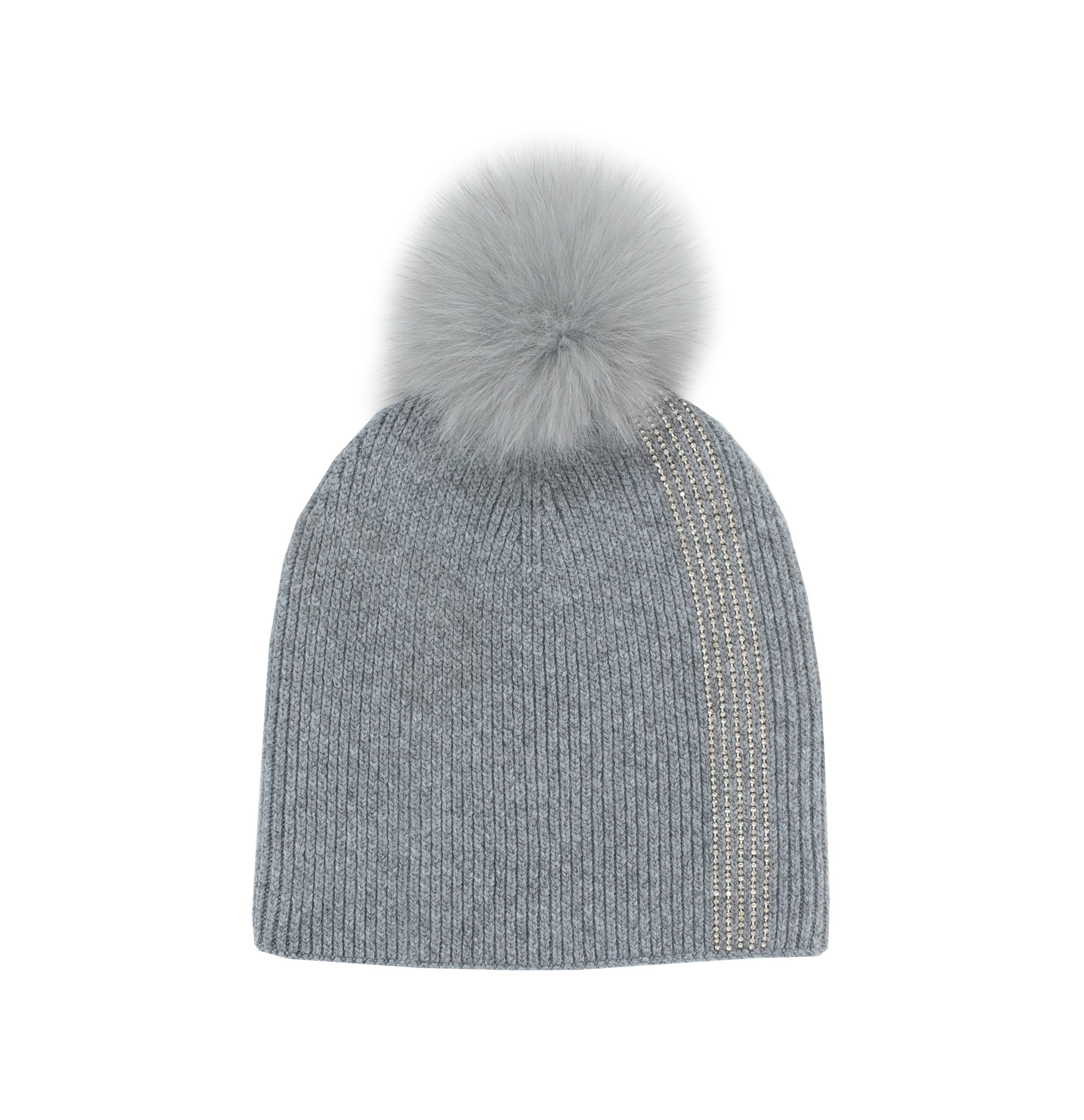 Crystal & Fur PomPom Hat