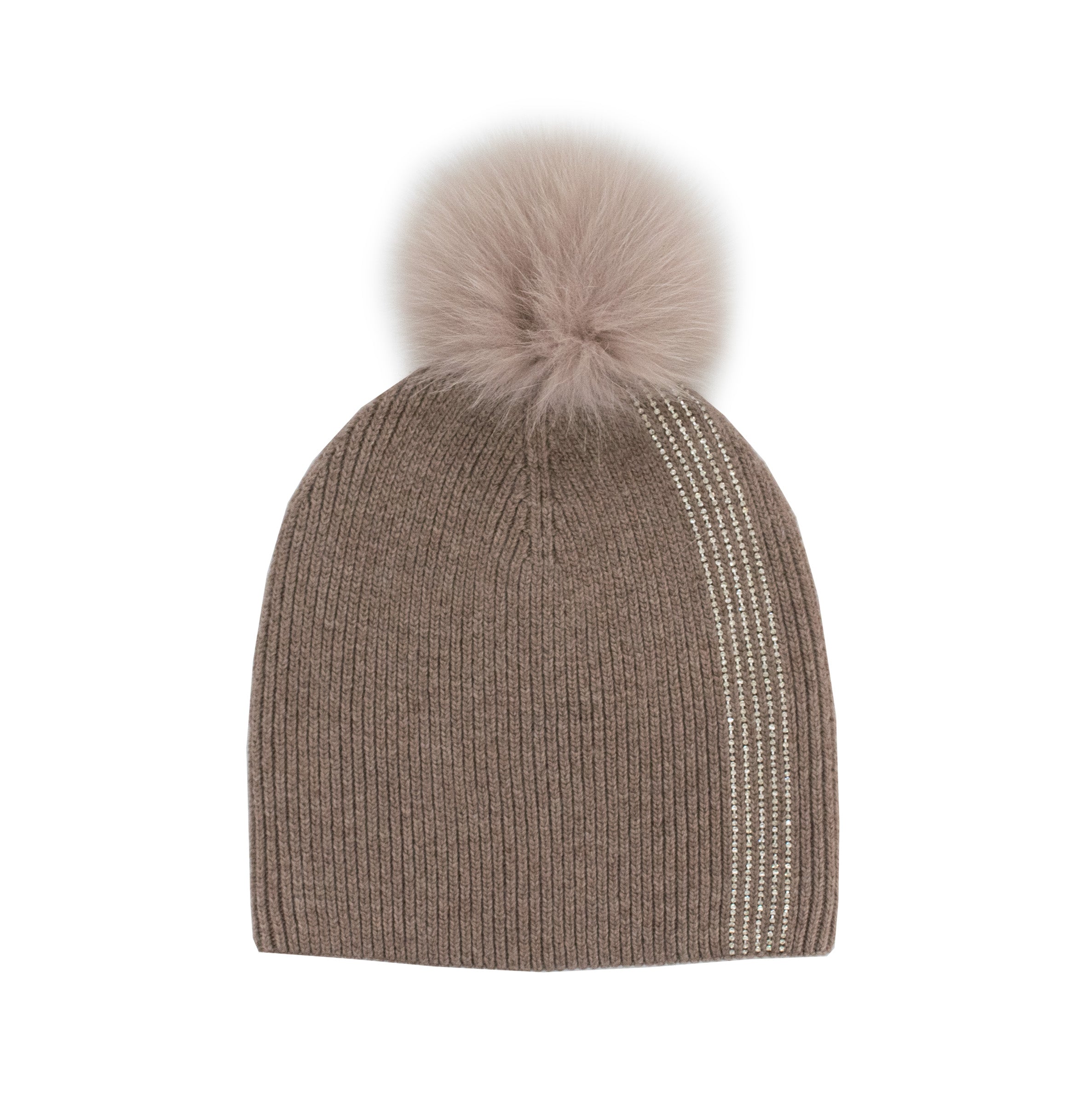 Crystal & Fur PomPom Hat