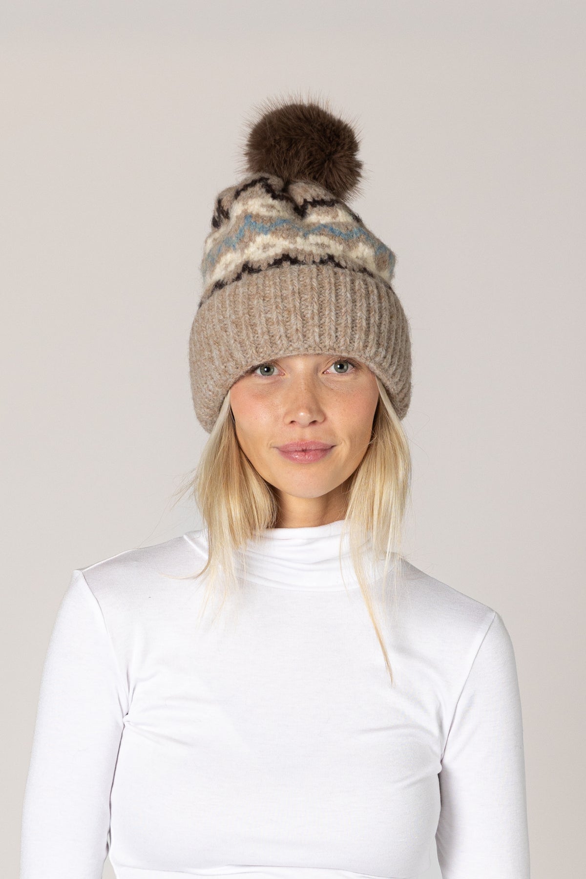 Lined Faux Fir Pom Pom Hat
