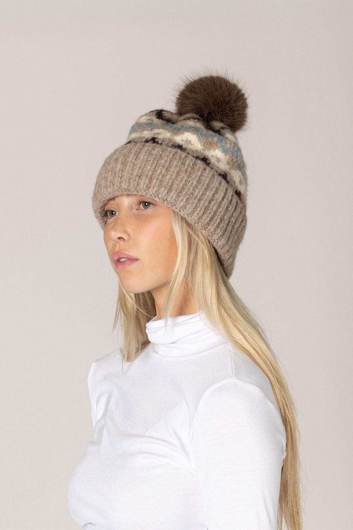 Lined Faux Fir Pom Pom Hat