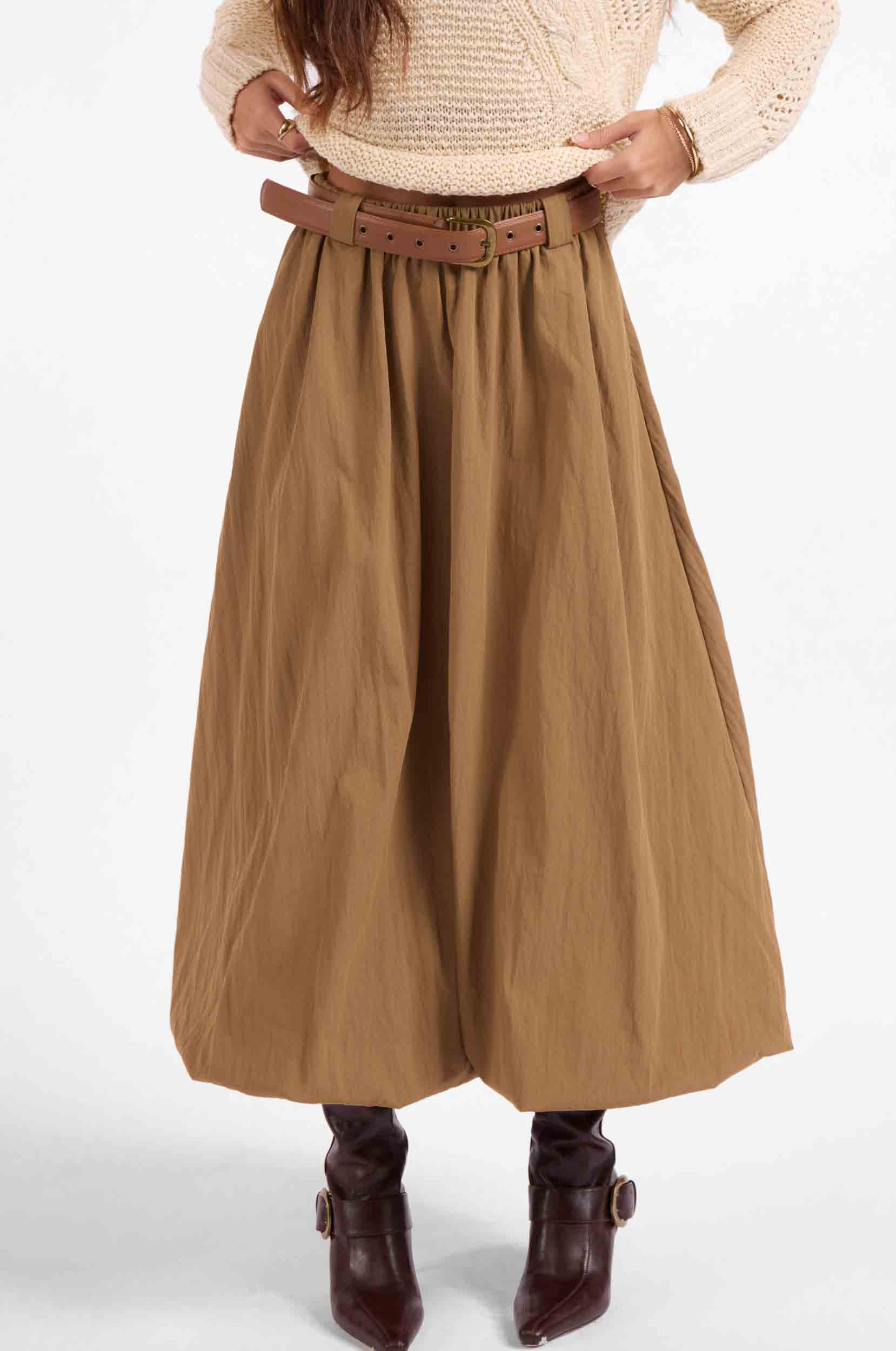 Village Belted Midi Skirt
