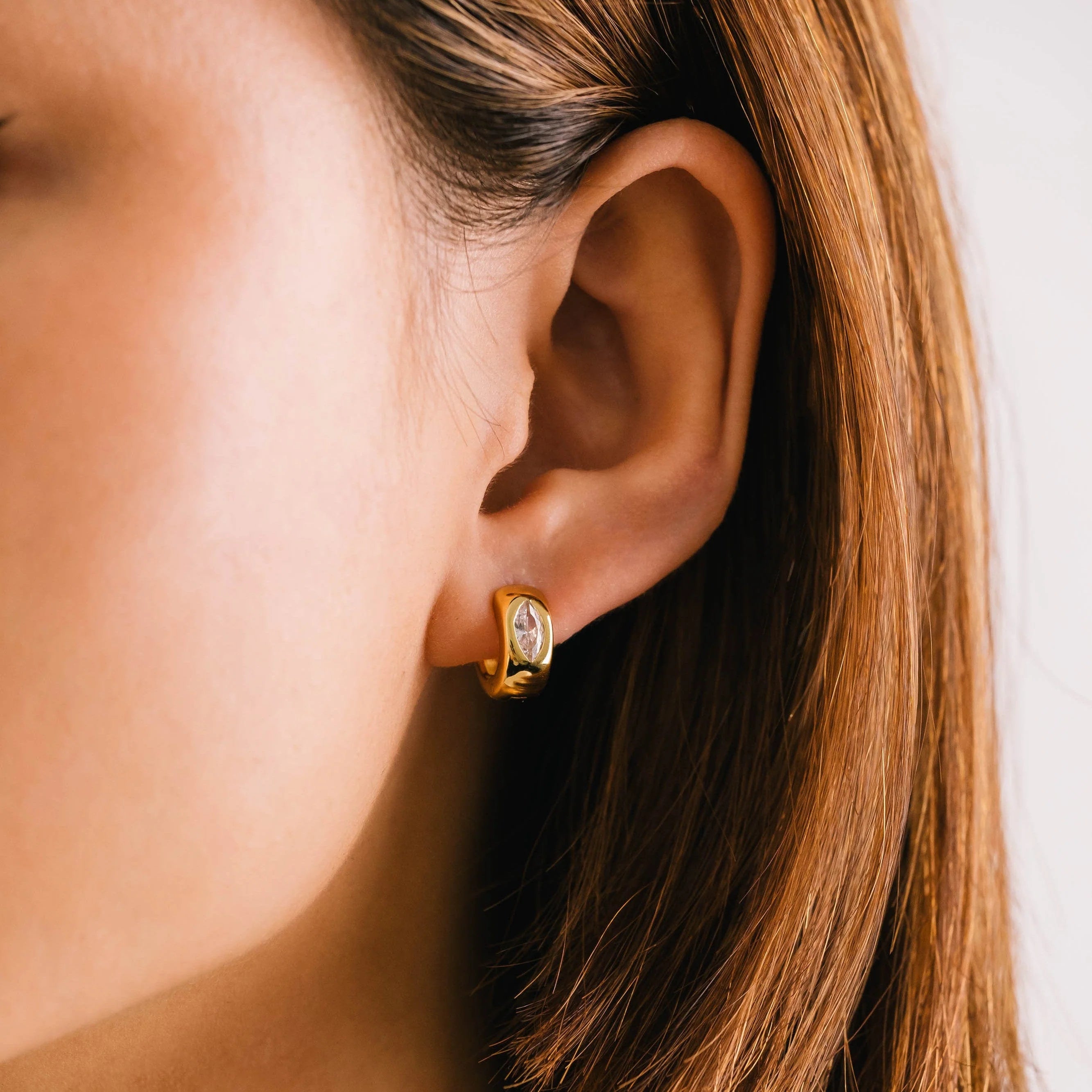 Marquise Chunky Huggie Hoop Earrings
