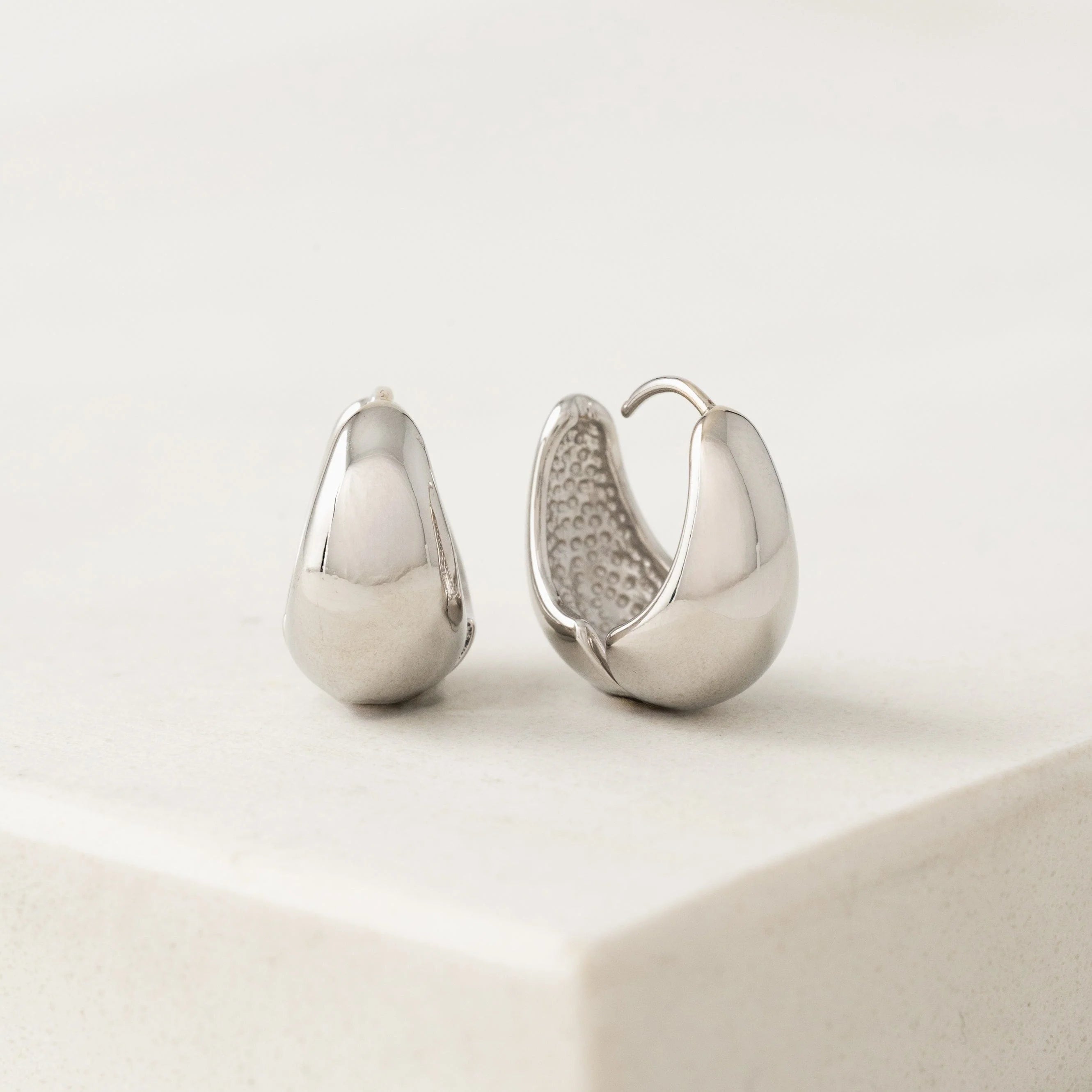Oval Puff Hoop Earrings