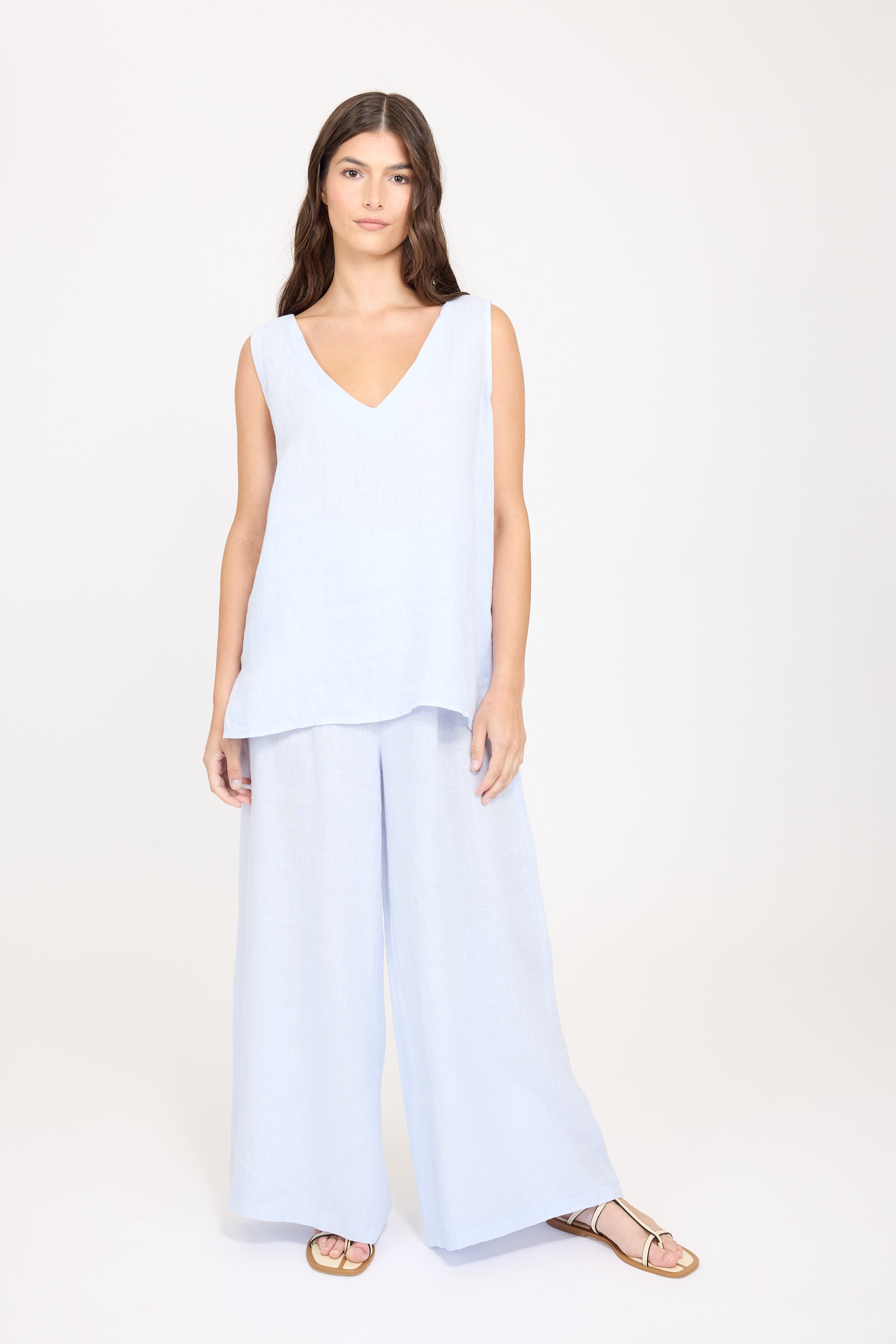 Sleeveless V-Neck Linen Top