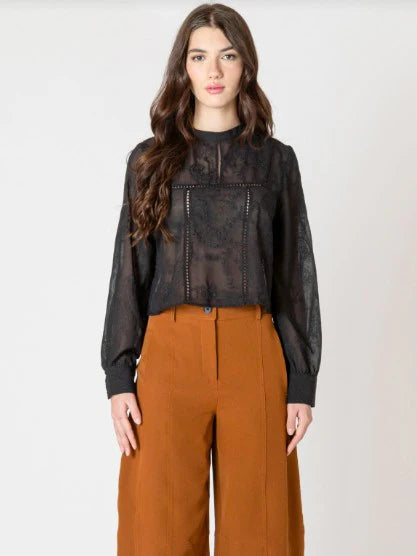 Embroidered Lace Insert Top