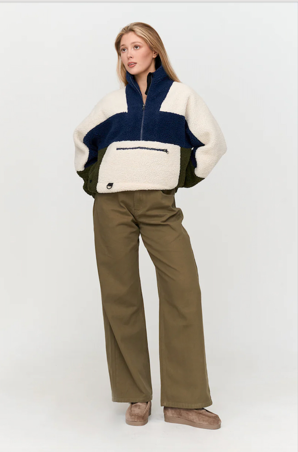 Fleecy Colorblock Pullover