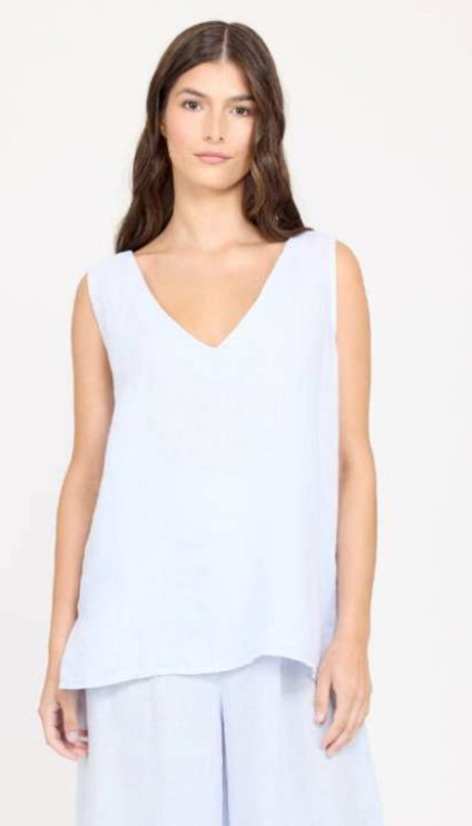 Sleeveless V-Neck Linen Top