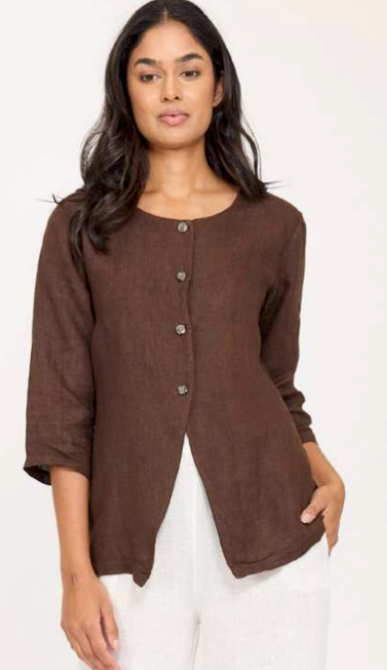 Rounded Open Bottom Linen Jacket