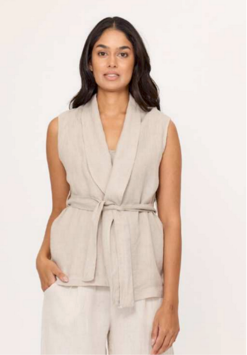 Shawl Collar Linen Vest