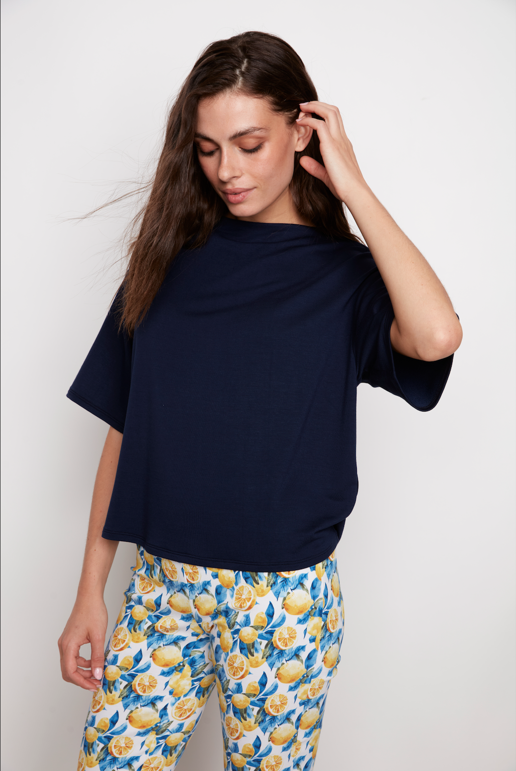 Slit Neck Short Sleeve Top